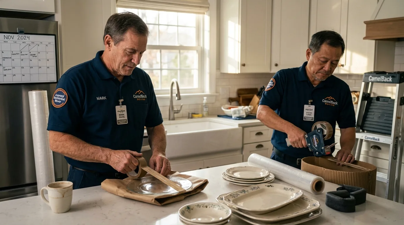 Professional crew packing kitchen dishware in North Wales, PA